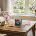 4.75" W Blue Pond Lily Stained Glass Candle Holder