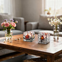 4.75" H Set of 2 Bird Stained Glass Candle Holders