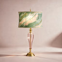 33" H Romance Pink/Green Drum Shade Geometric Glass Table Lamp
