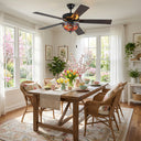 52" W Magna Carta Indoor Tiffany Stained Glass Oil Rubbed Bronze Ceiling Fan with Remote Control