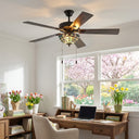 52" W Magna Carta Indoor Tiffany Stained Glass Oil Rubbed Bronze Ceiling Fan with Remote Control