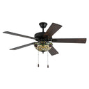 52" W Westley Tiffany Stained Glass Ceiling Fan with Remote Control. Unlit
