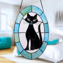 17" H Tiffany-Style Halloween Cat Stained Glass Window Panel