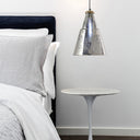 11 in. Gold 1-Light Pendant with Painted Silver Glass Shade