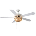 52" 5-Blade LED Tan Rattan Lighted Ceiling Fan