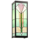 River of Goods Green Stained Glass and Black Metal Rectangular 1-Light Outdoor Wall Sconce