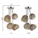 20.5"H Brushed Nickel Five-Branch Rattan Ceiling Light