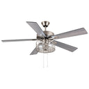 52" 5-Blade LED Industrial Satin Nickel Lighted Ceiling Fan