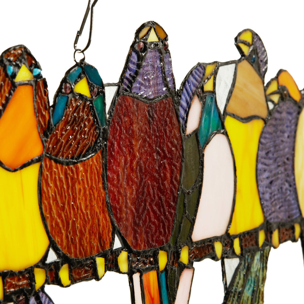 River of Goods Stained Glass Birds on a Wire Window Panel - Thumbnail 2