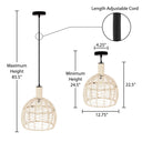 Anders 12.75"W Black and White Bell Pendant Light