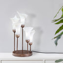 19.5" H Calla Lily Bronze Base with White Glass Bell Shades Candlestick Table Lamp