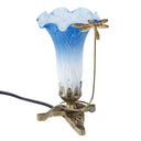 9"H Handpainted Glass Dragonfly Lily Lamp