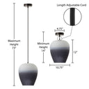 10.75" W Lillian Glam White/Black/Grey Ombre Dome Shade Pendant