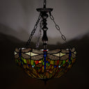 19.25" W Nancy Traditional Multicolored Stained Glass Bowl Shade Pendant Light