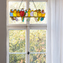 9.5"H Stained Glass Birds on a Wire Window Panel