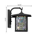 River of Goods Multicolor Stained Glass and Black 1-Light Outdoor Lantern Wall Sconce