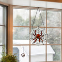 12" H Tiffany-Style Halloween Spider Web Stained Glass Window Panel