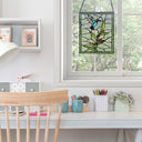 10" H Happy Hummingbird Stained Glass Window Panel