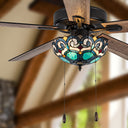 52"W 5-Blade Remote-Controlled Ceiling Fan Tiffany Glass