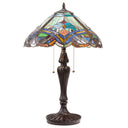 24" H Highclere Victorian Multicolor Tiffany-Style Stained Glass Table Lamp -Lit