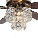 52"W LED Silver Punched Metal and Clear Crystal Ceiling Fan