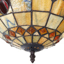 13" H Amelia Red and Amber Stained Glass Shade Traditional Ceiling Light