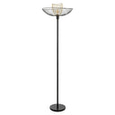 71"H Black Metal 1-Light Floor Lamp with Painted Metal Shade