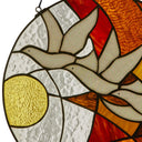 14"H Doves at Sunset Round Stained Glass Window Panel