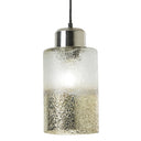 6" Callie Silver Finish Textured Metallic Gold and Clear Ombre Glass Cylinder-Shaped Pendant Lamp
