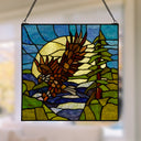 14" H Bald Eagle Stained Glass Window Panel