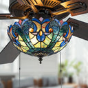 52" W Halston Indoor Tiffany Stained Glass Oil Rubbed Bronze Ceiling Fan with Remote Control