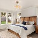 11.5"H Gold-Colored Metal Ceiling Light with Rattan Shades