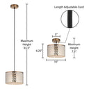 Parvinda 10" Silver, White and Brass-Colored Pendant Lamp