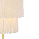 63"H Polished Metal Floor Lamp With Cream Fringe Shade
