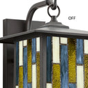 River of Goods Amber Stained Glass and Oil Rubbed Bronze 1-Light Outdoor Lantern Wall Sconce