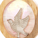 14" W Bird Theme Round Decorative Stained Glass & Metal Stand with Wood Frame