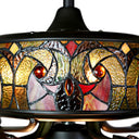 52"W LED Tiffany Style Stained Glass Halston Ceiling Fan with Remote Control. Close up of motor light