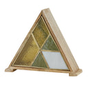 11" H Stained Glass Triangle Shade Wood Base Accent Lamp