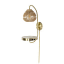 32.75”H Candlestick Wall Sconce with Tan Rattan Shade
