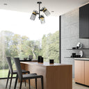 21"H Geo Ceiling Light with Black Metal Shades