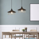 Leslie 11.8" Black Satin Painted Cone-Shaped Pendant Lamp