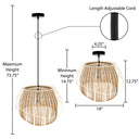 Inez 19"W Black and Jute Pendant Light