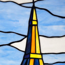 14.5" H Eiffel Tower Stained Glass Window Panel