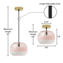 9.8" W Danielle Glam Pink/White Ombre Glass Globe Shade Pendant Light