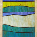 36" H Oversized Geometric Stained Glass Window Panel