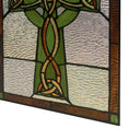 18" H Celtic Cross Stained Glass Window Panel