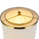 17.88"H Polished Metal Accent Lamp With Cream Fringe Shade