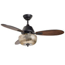 42" W Braxton LED Indoor Clear and Gold Glass Ceiling Fan with Barnwood/Black Blades, Remote Control