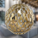 16" W Abby Glam Gold Globe Shade Pendant Light with Oval Metal Cutouts