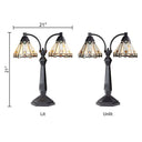 21'' H Bryant Prairie Style Stained Glass Table Lamp with Black Block Base